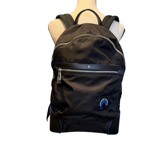 NEW Montblanc BLUE SPIRIT Nylon Leather Backpack - Picture 8 of 11